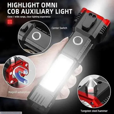Multifunction Emergency Hammer Flashlight with Power Bank