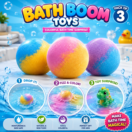 Pack of 3 Bath Boom Surprise Balls – Color Changing Bath Bomb Toys