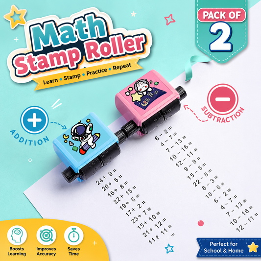 Pack of 2 Math Stamp Roller – Addition & Subtraction Practice Roller