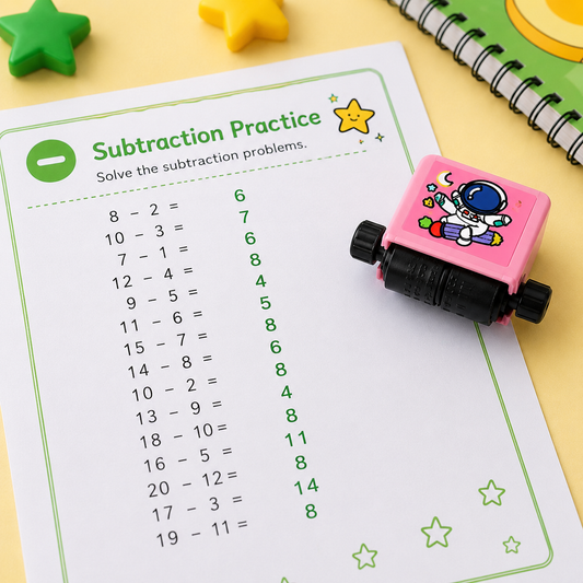 Pack of 2 Math Stamp Roller – Addition & Subtraction Practice Roller