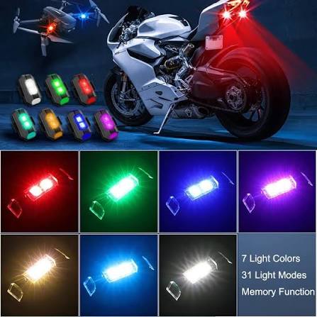 2 Pcs Universal LED Bike Strobe Lights with 35 Modes and USB Charging